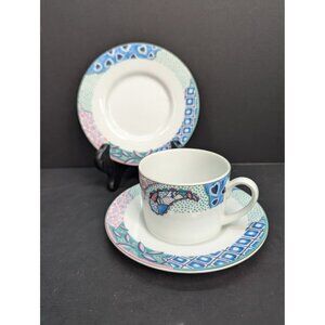 Studio Nova Medley Y0284 Flat Coffee Cup 8 Oz and Saucer Set with Extra Saucer